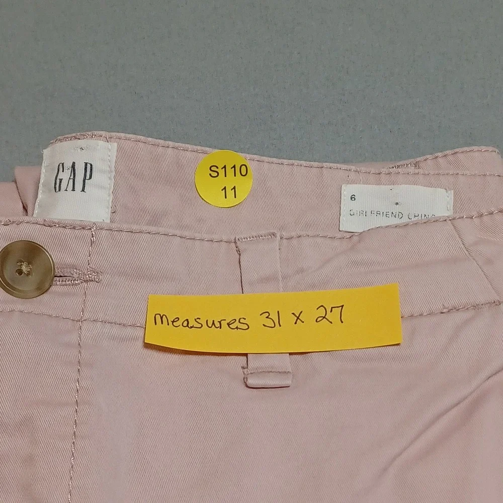 Gap Chino Pants Womens 6 Pink Girlfriend Chino 232528-06 Cotton Stretch Cropped